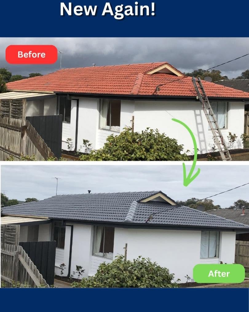 Roof restoration before and after