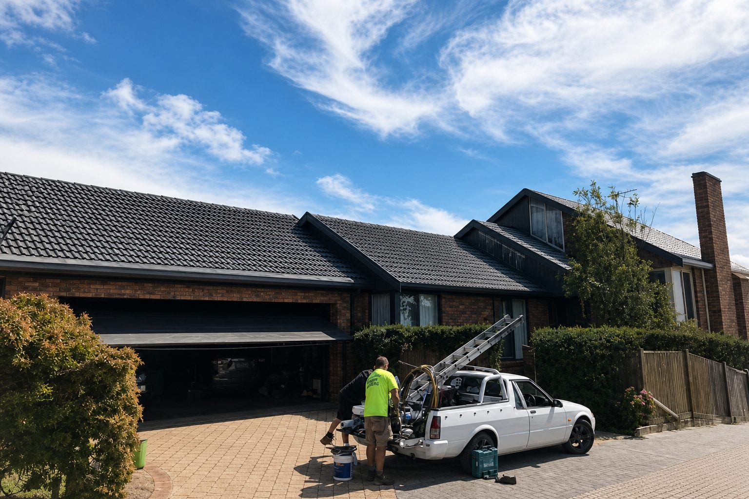 Bayside Roof Revival ute on site